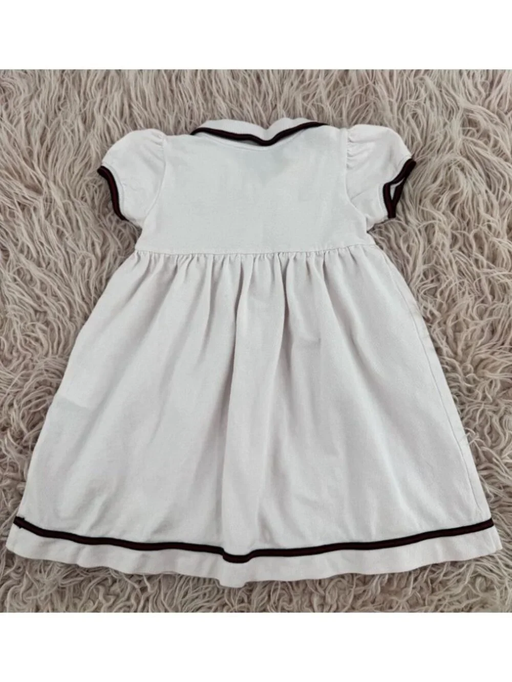 Gucci Baby Girl Light Pink Dress with Navy and Burgundy Trim Size 12M-18M